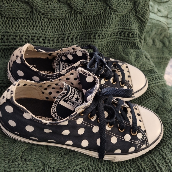 Converse All Star Low Top Polka Dot White Blue, Juniors 5 Or Winter Women's 7 - Picture 4 of 9